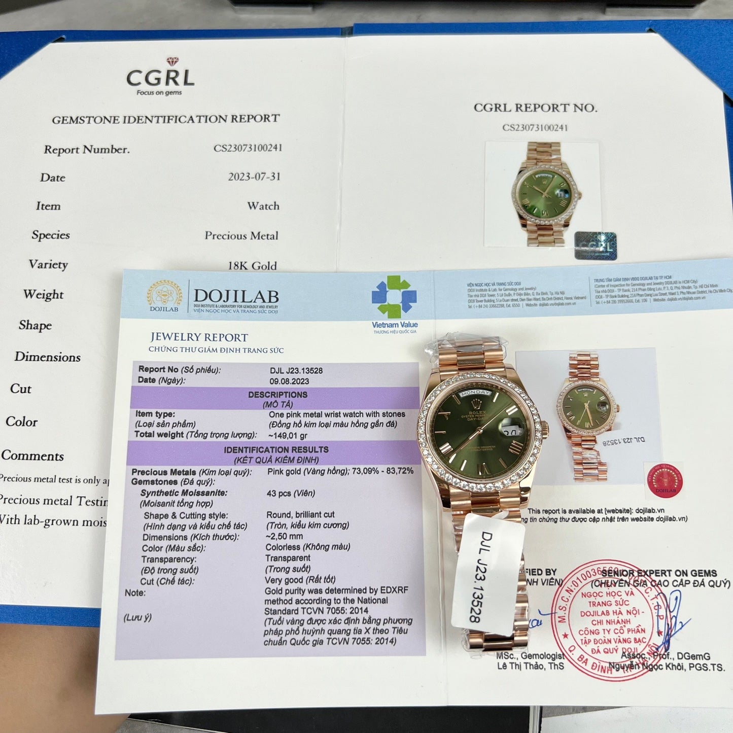Rolex Day-Date 40 228345RBR Cuadrante oliva con oro rosa de 18 quilates envuelto y diamantes