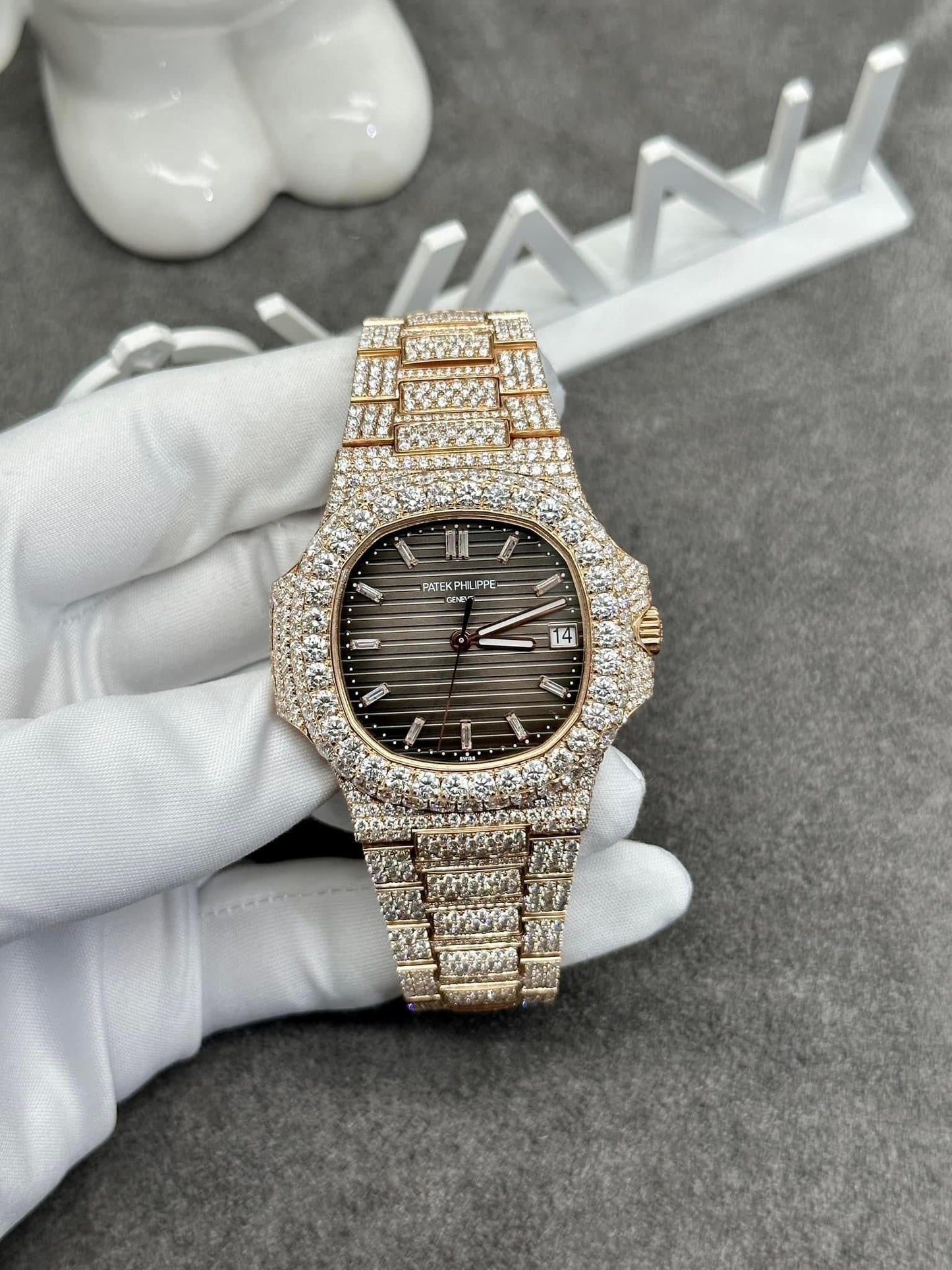 Patek Philippe Nautilus 5711 from 3K Fabbrica and custom Moissanite