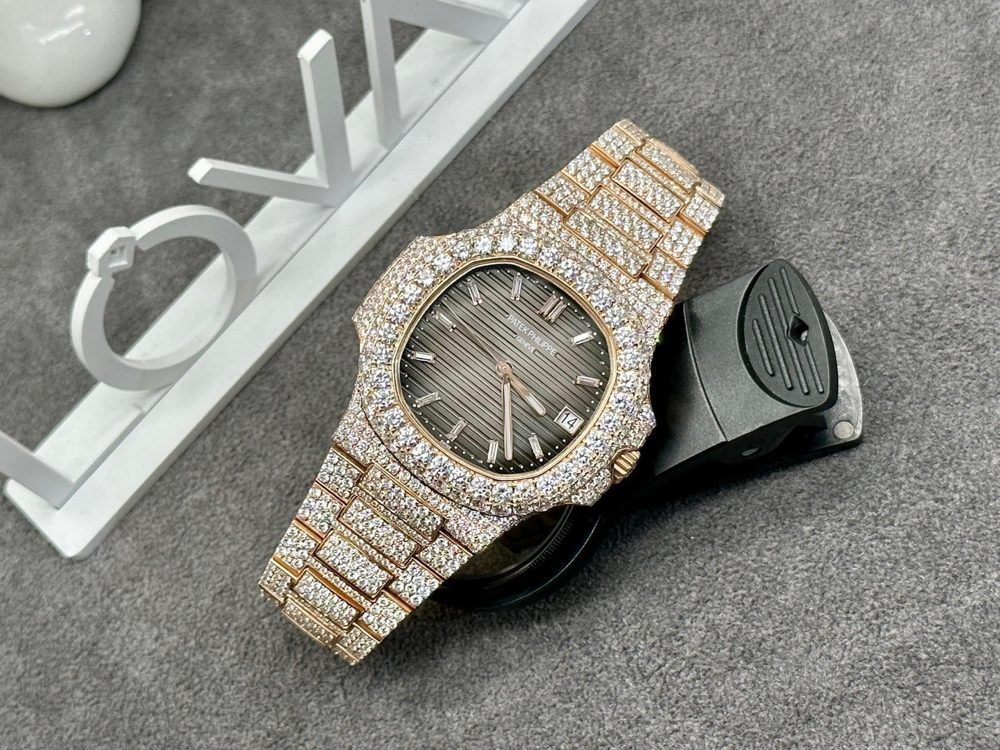 Patek Philippe Nautilus 5711 from 3K Fabbrica and custom Moissanite