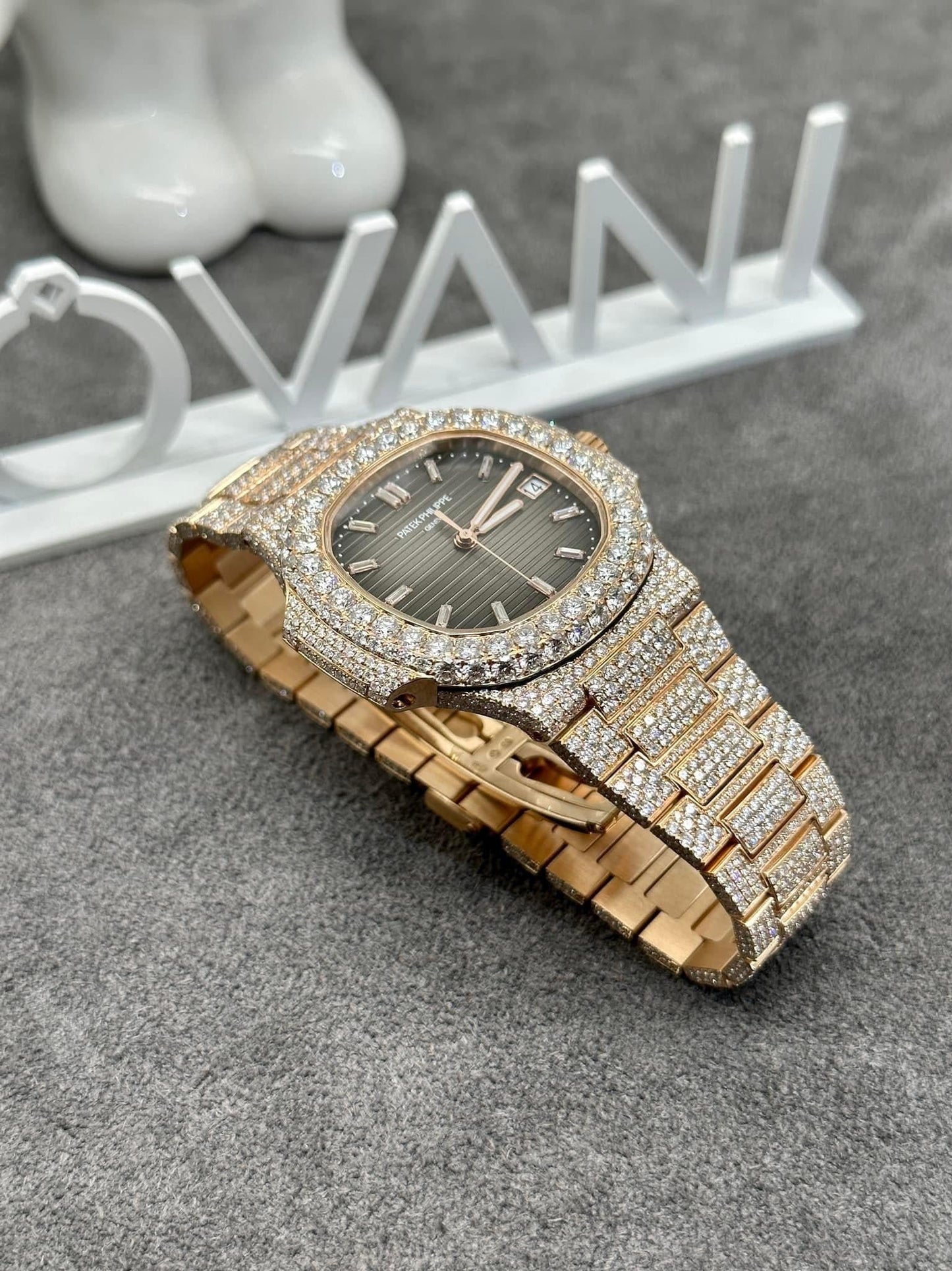 Patek Philippe Nautilus 5711 from 3K Fabbrica and custom Moissanite