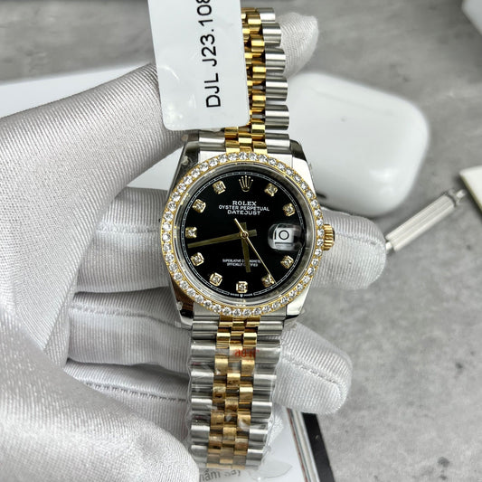 Rolex Datejust 36mm Diamonds 126283RBR 18k yellow Oro and moissanite