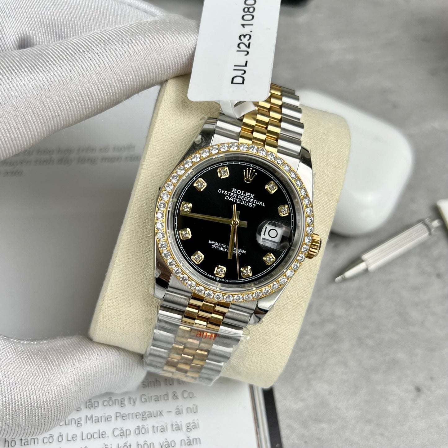 Rolex Datejust 36mm Diamonds 126283RBR 18k yellow Oro and moissanite