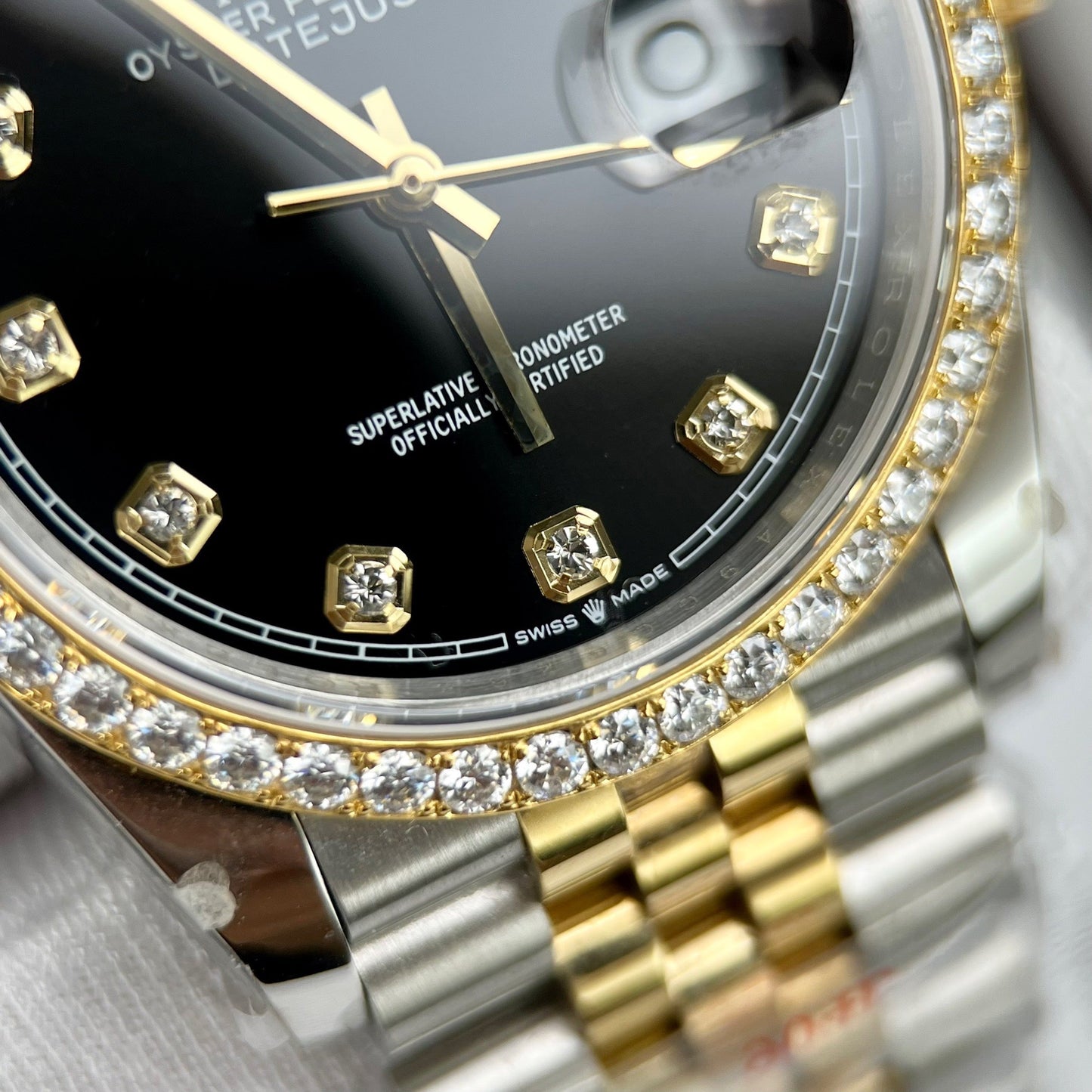 Rolex Datejust 36mm Diamonds 126283RBR 18k yellow Oro and moissanite