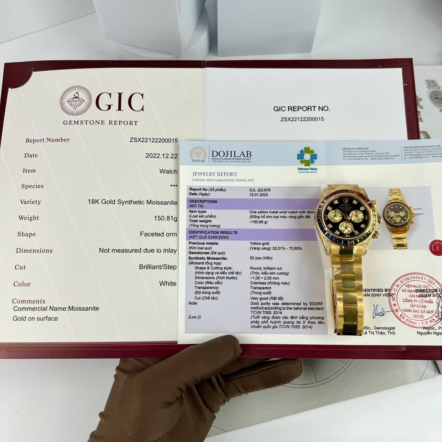 Rolex Cosmograph Daytona Rainbow 116598 RBOW-78608 [Custom Oro, moissanite, ruby stone]