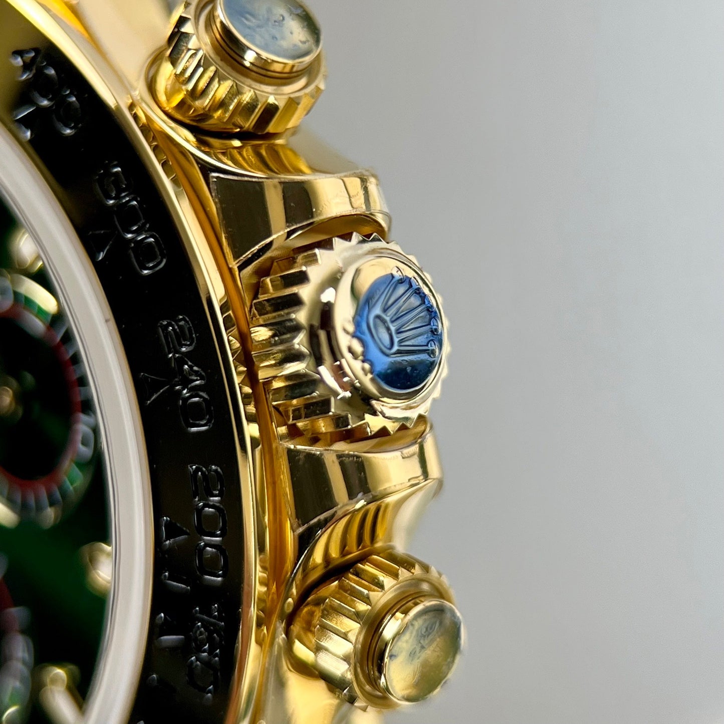 Rolex Yellow Oro Cosmograph Daytona 40 Watch Verde Arabic quadrante 116508 Coated 18k Yellow Oro