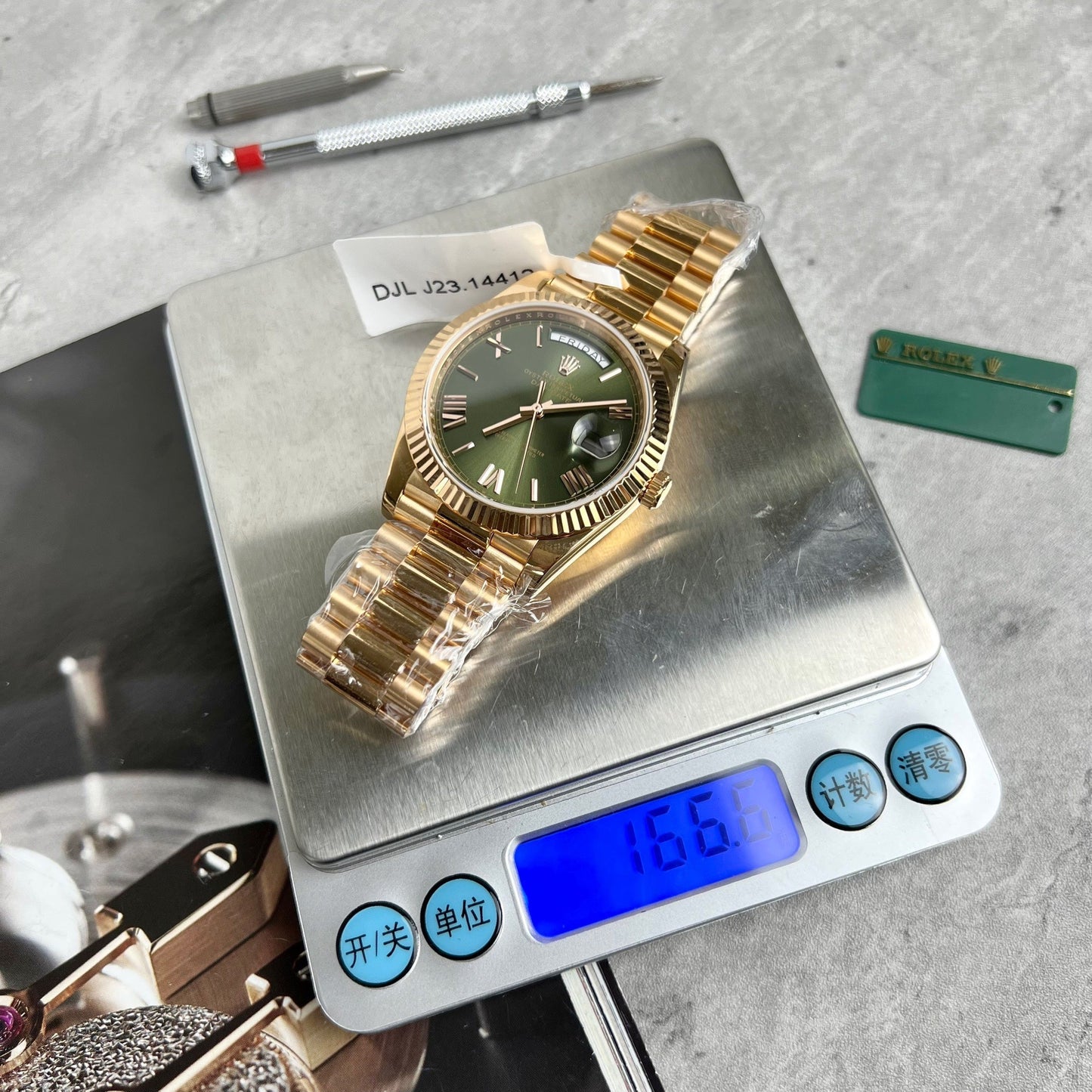 Rolex Day-Date 40 228235 Oro Filled 18k with 167 gram peso quadrante verde