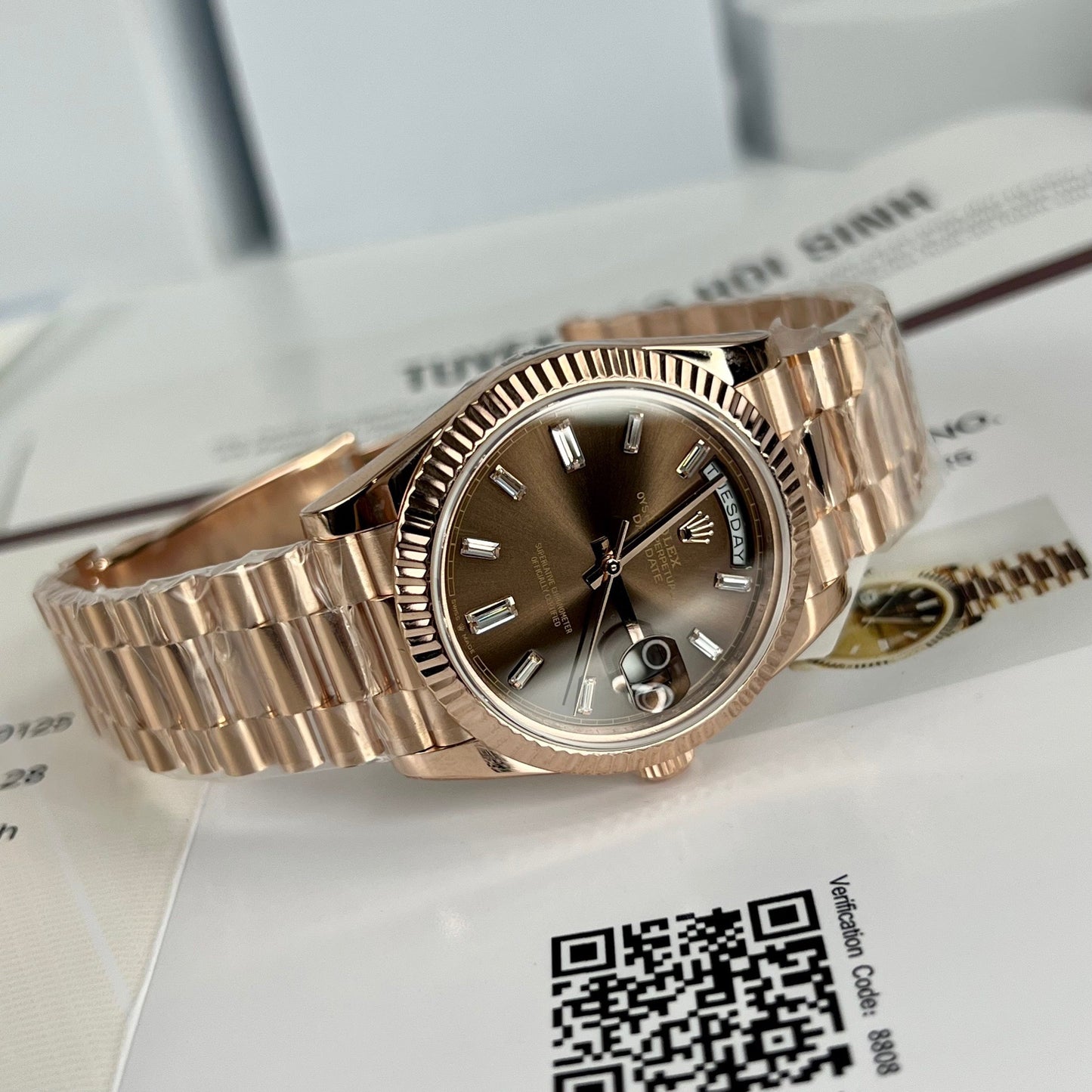 Rolex Day-Date 40mm 228235 chocolate quadrante 18k Rosa Oro filled 150 gram