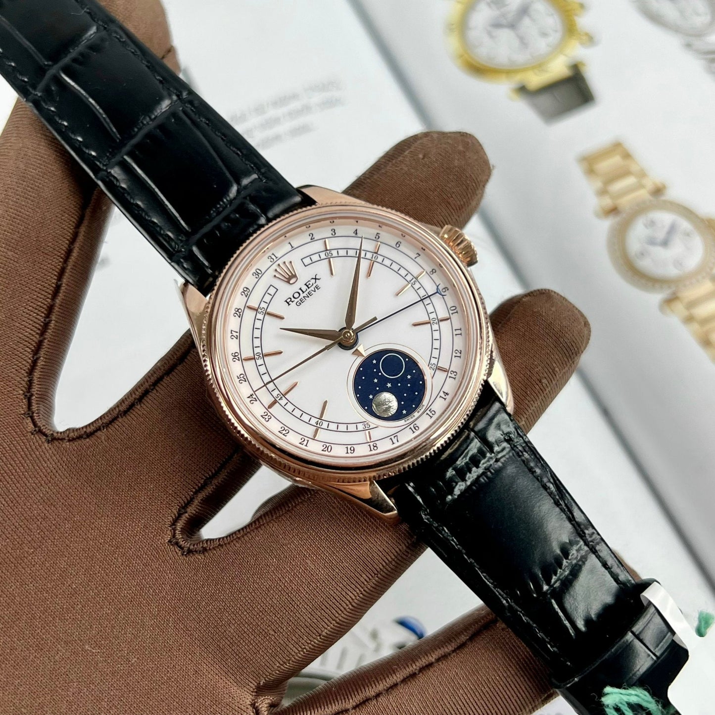 Rolex Cellini Moonphase 50535 18k rose gold filled KZ Fabbrica
