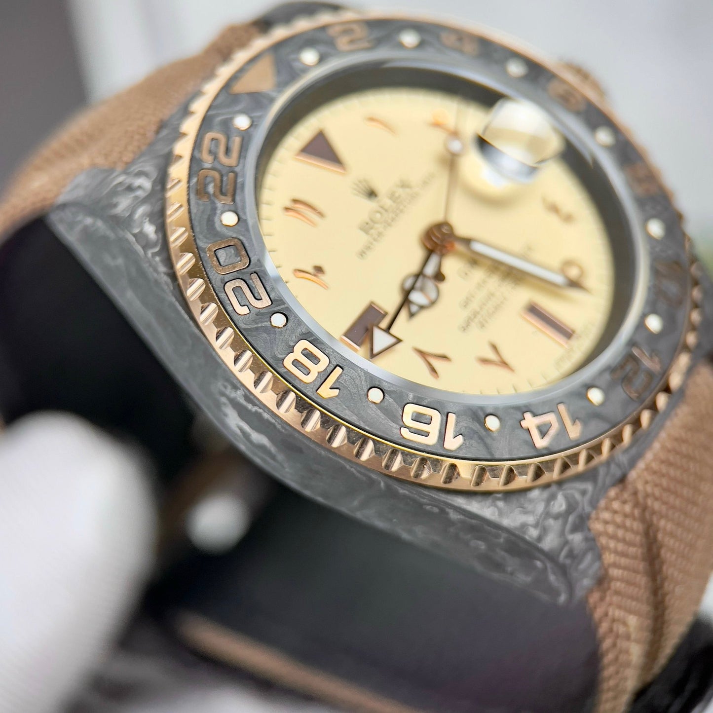 Rolex GMT-MASTER II Diw arabic eagle 1:1 edizione migliore Brown Fabric cinturino