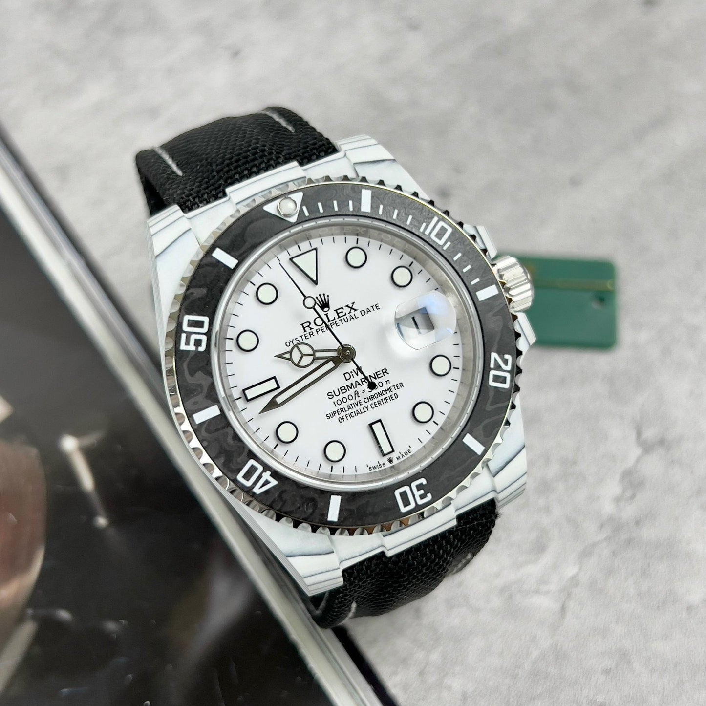 Rolex GMT-MASTER II Diw 1:1 edizione migliore Nero Fabric cinturino quadrante bianco