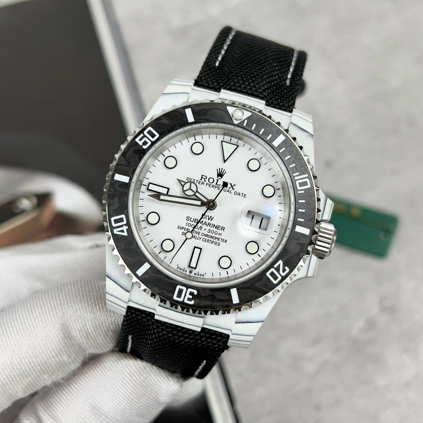 Rolex GMT-MASTER II Diw 1:1 edizione migliore Nero Fabric cinturino quadrante bianco