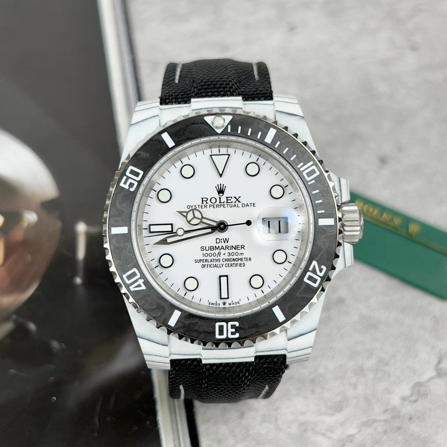 Rolex GMT-MASTER II Diw 1:1 edizione migliore Nero Fabric cinturino quadrante bianco