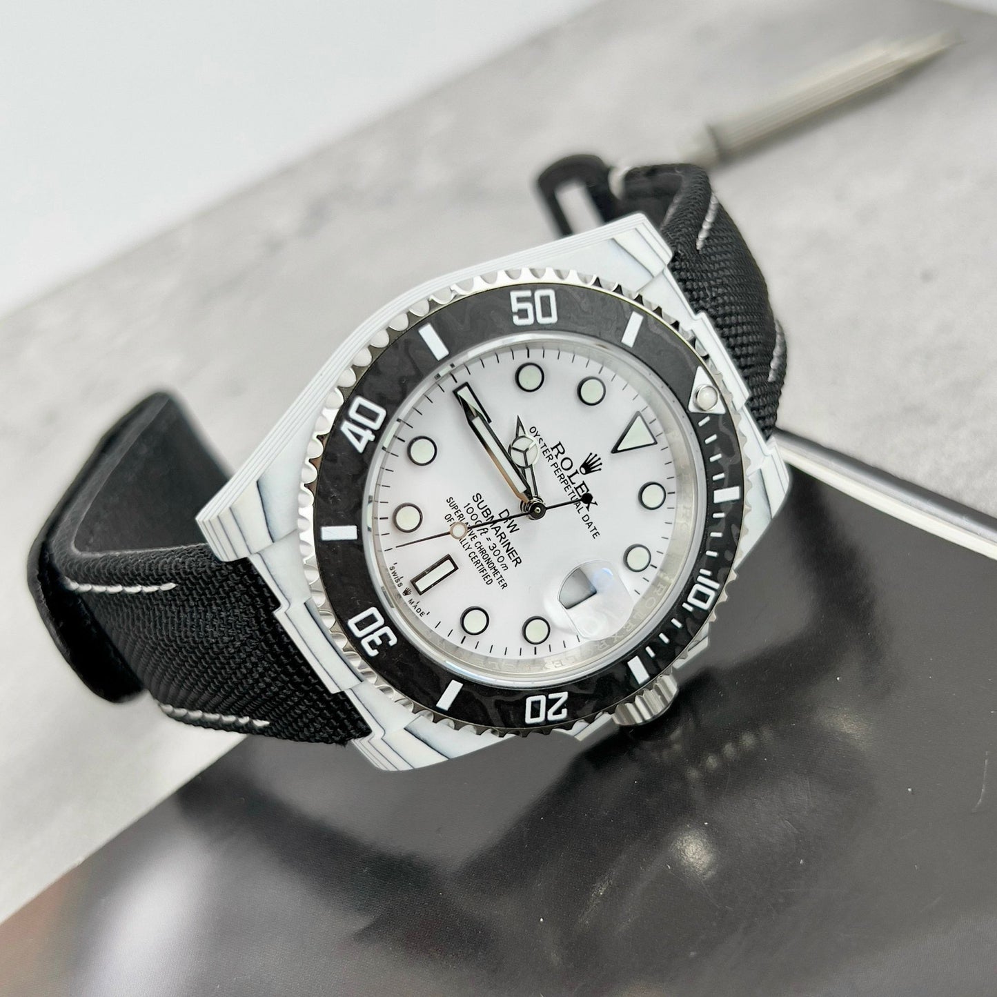 Rolex GMT-MASTER II Diw 1:1 edizione migliore Nero Fabric cinturino quadrante bianco