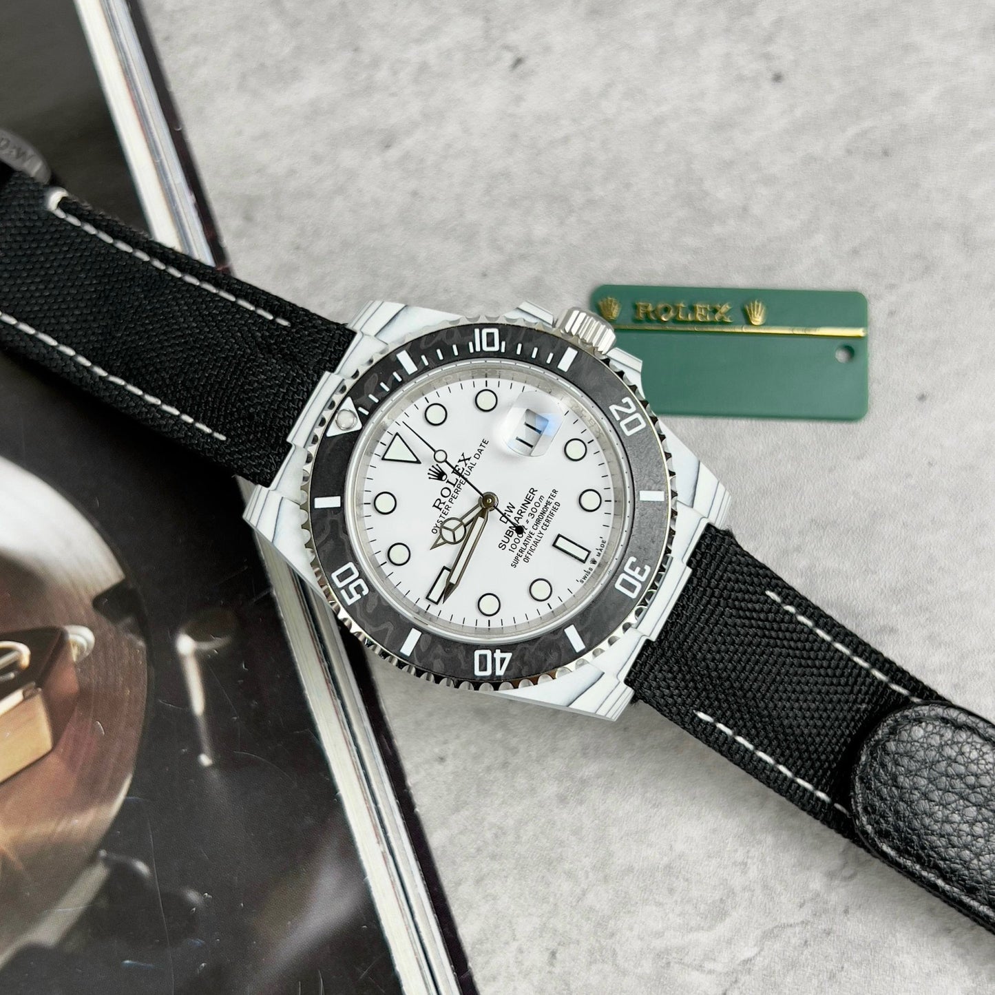 Rolex GMT-MASTER II Diw 1:1 edizione migliore Nero Fabric cinturino quadrante bianco