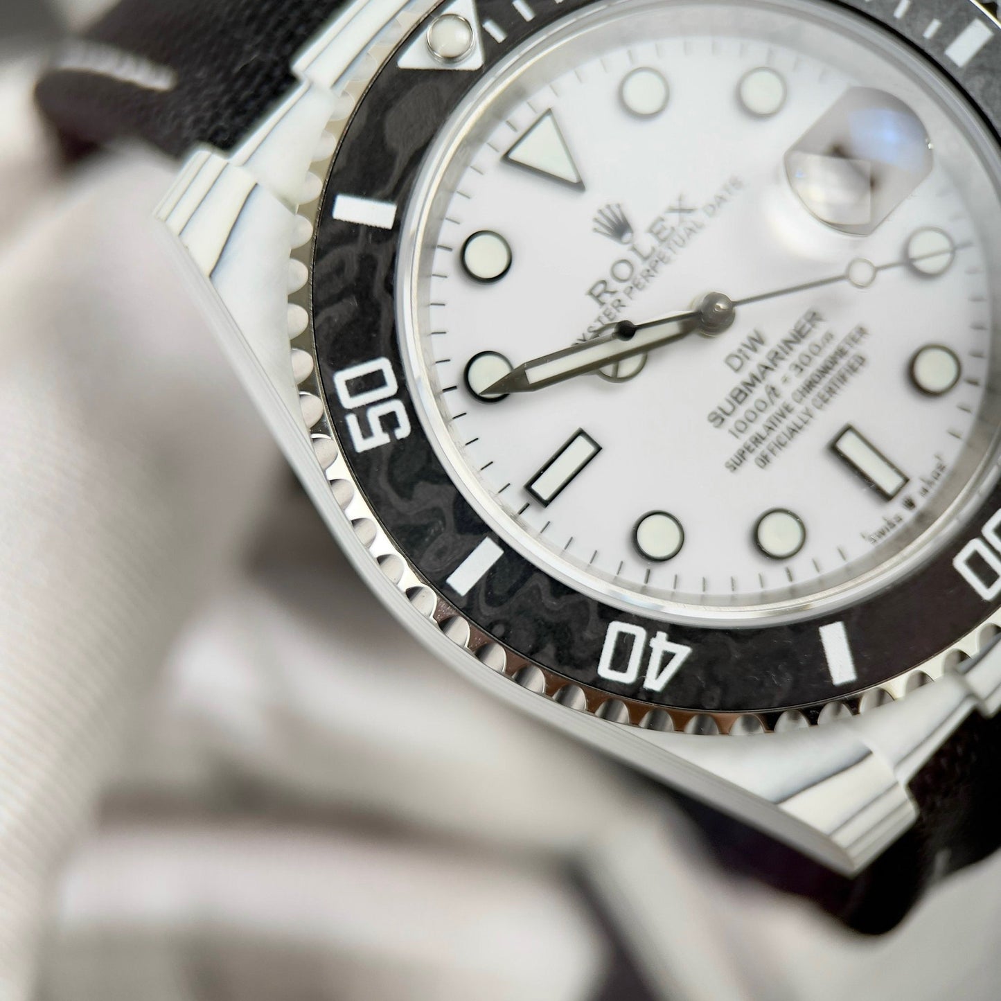 Rolex GMT-MASTER II Diw 1:1 edizione migliore Nero Fabric cinturino quadrante bianco