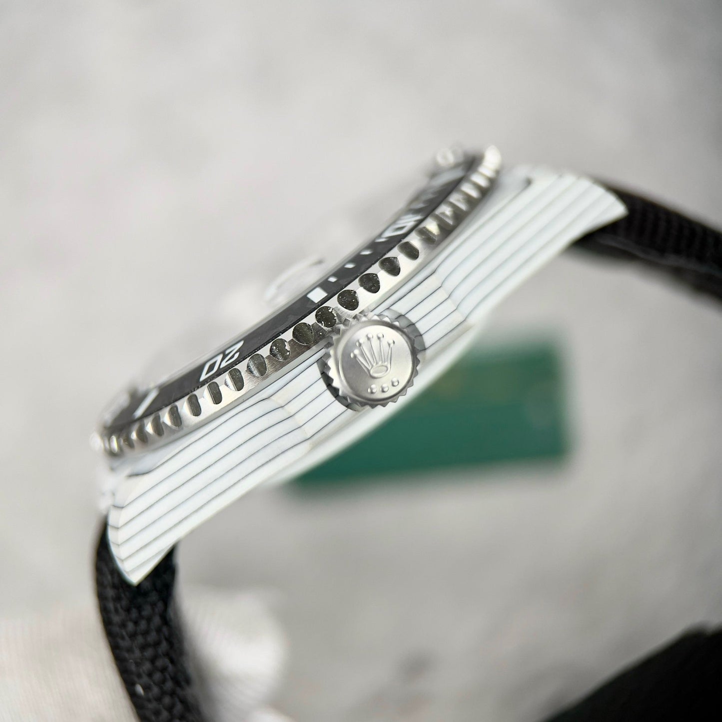 Rolex GMT-MASTER II Diw 1:1 edizione migliore Nero Fabric cinturino quadrante bianco