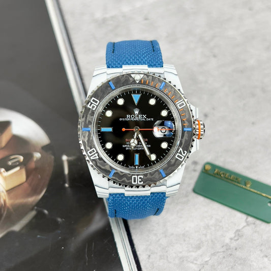 Rolex Submariner custom Diw 1:1 edizione migliore Blu Fabric cinturino quadrante nero