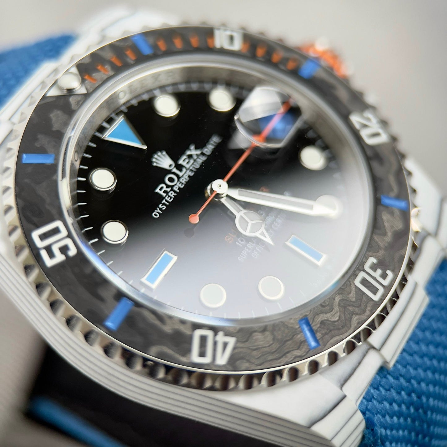Rolex Submariner custom Diw 1:1 edizione migliore Blu Fabric cinturino quadrante nero