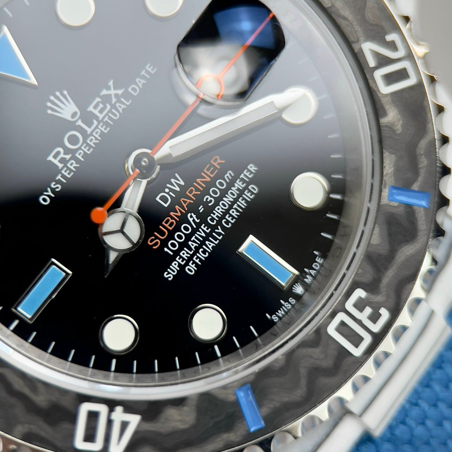 Rolex Submariner custom Diw 1:1 edizione migliore Blu Fabric cinturino quadrante nero