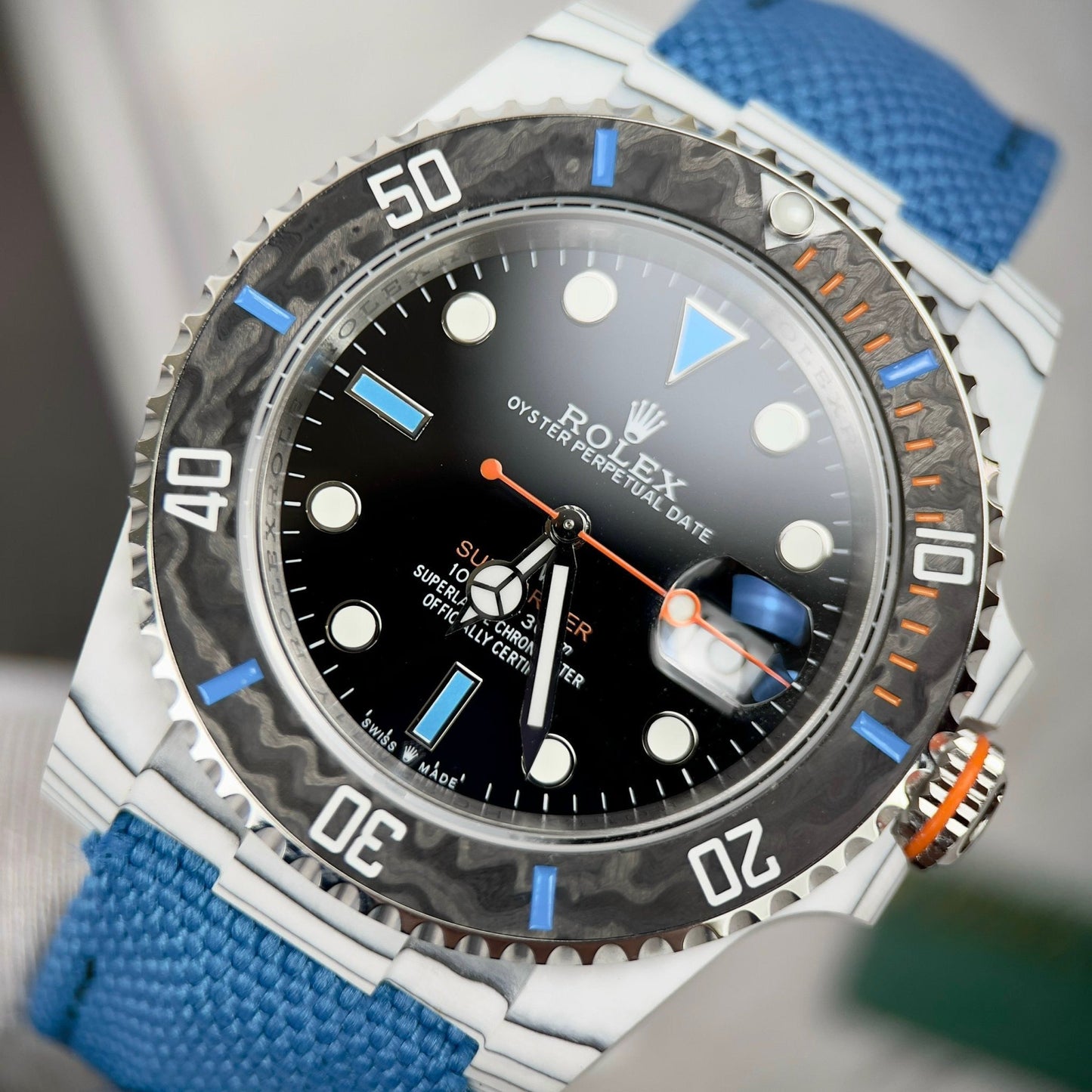 Rolex Submariner custom Diw 1:1 edizione migliore Blu Fabric cinturino quadrante nero