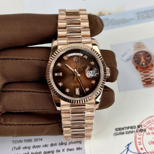 Rolex Day-Date 36 128235-0037 36mm 18k Rosa Oro coated