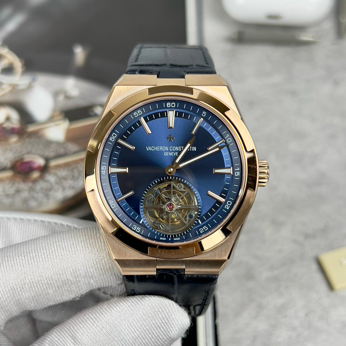 Vacheron Constantin Overseas Tourbillon 6000V/110R-B733 1:1 edizione migliore BBR Fabbrica Blu cinturino