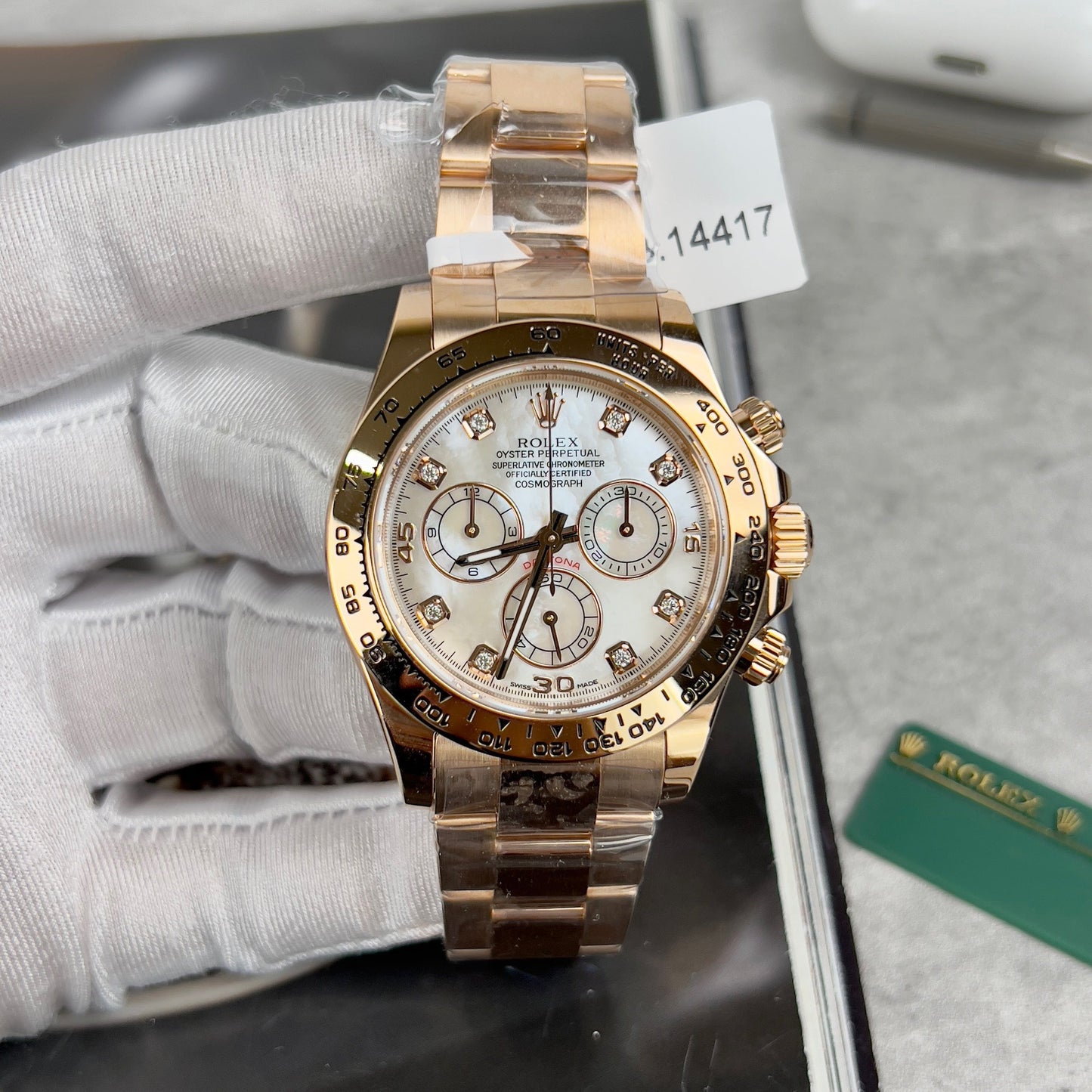Rolex Daytona Cosmograph with Mother of Pearl quadrante 40mm 116528 custom 18k Oro filled Best 1:1 Edizione
