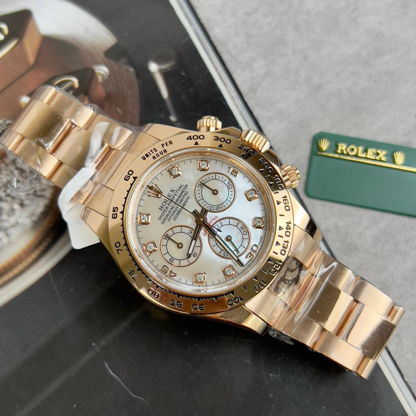 Rolex Daytona Cosmograph with Mother of Pearl quadrante 40mm 116528 custom 18k Oro filled Best 1:1 Edizione