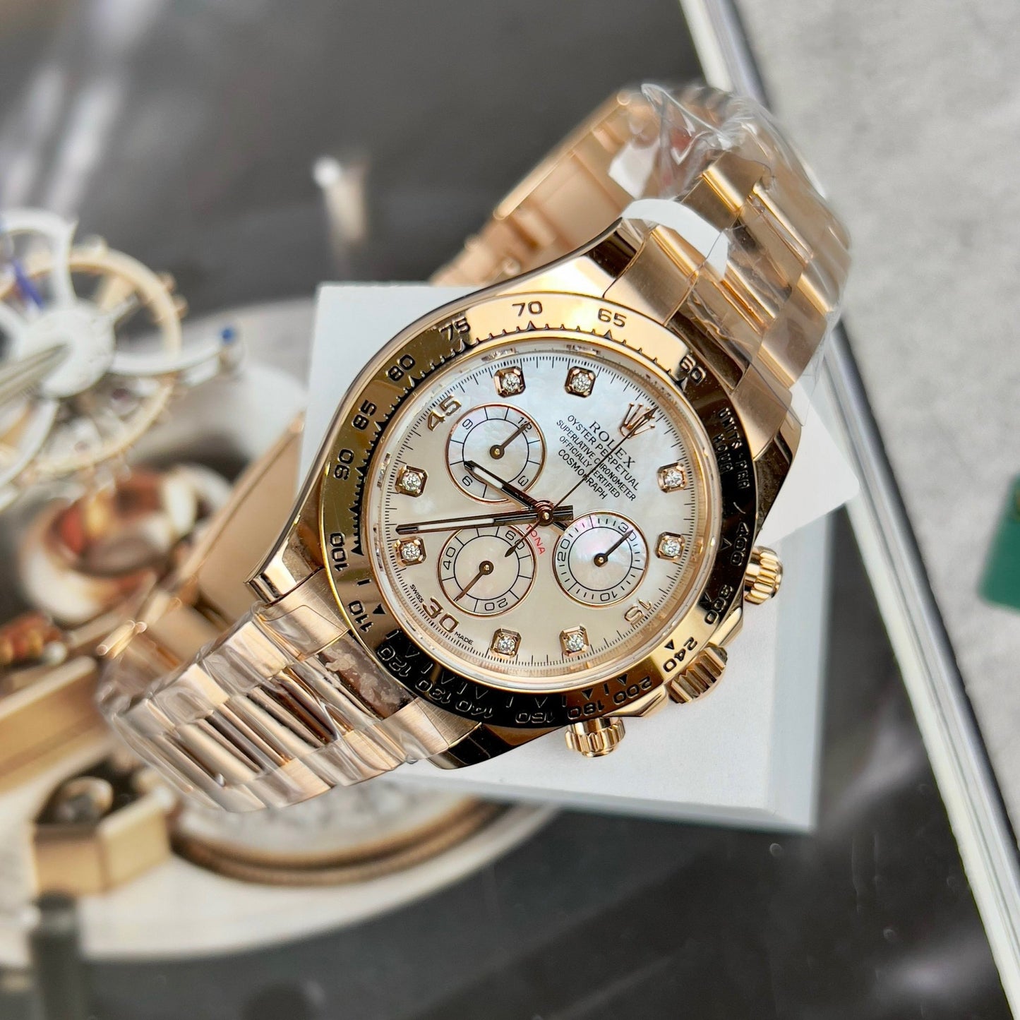 Rolex Daytona Cosmograph with Mother of Pearl quadrante 40mm 116528 custom 18k Oro filled Best 1:1 Edizione