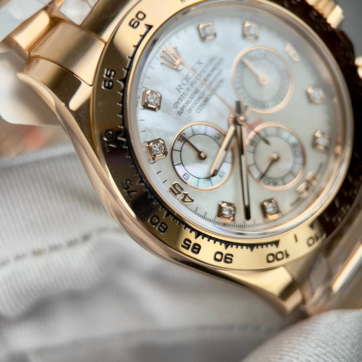 Rolex Daytona Cosmograph with Mother of Pearl quadrante 40mm 116528 custom 18k Oro filled Best 1:1 Edizione