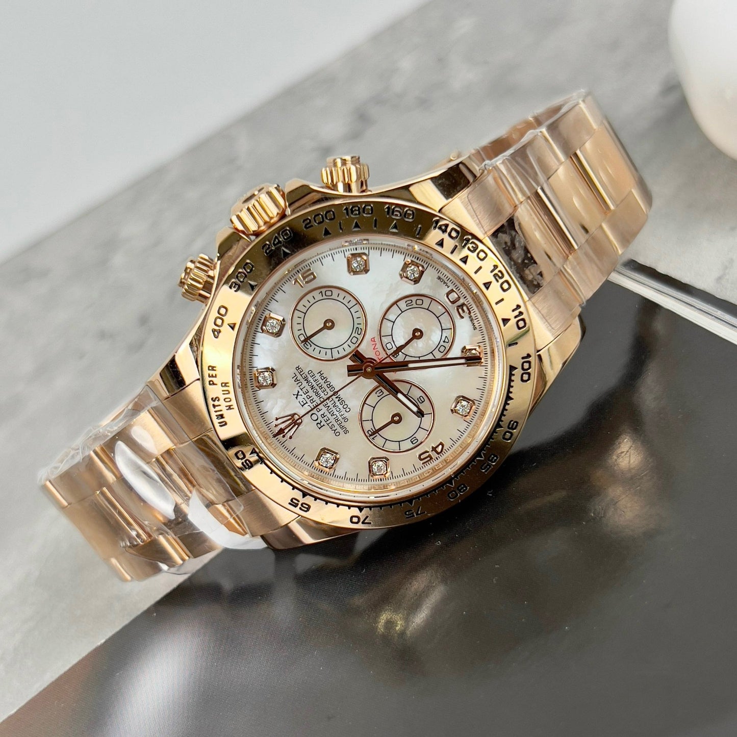 Rolex Daytona Cosmograph with Mother of Pearl quadrante 40mm 116528 custom 18k Oro filled Best 1:1 Edizione