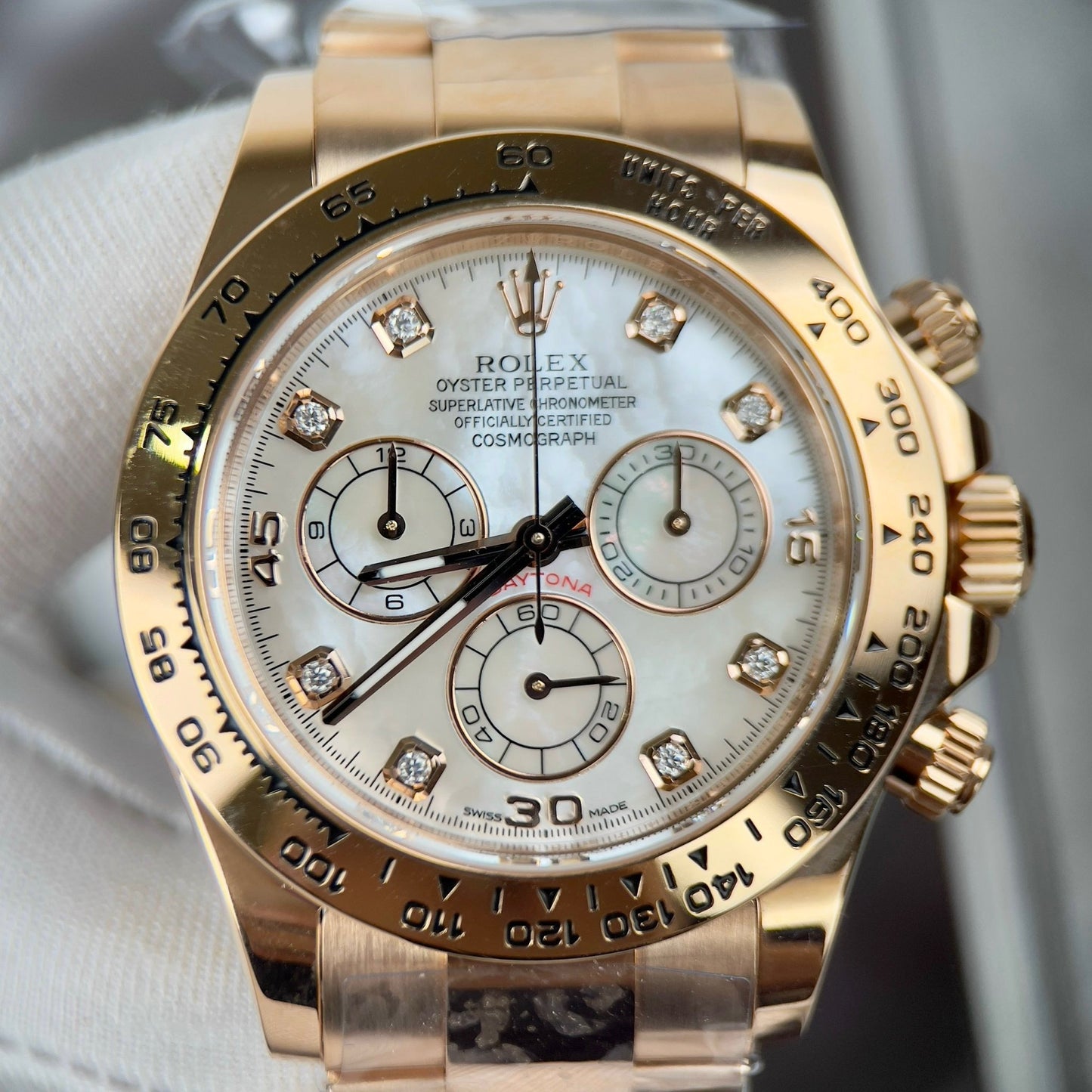 Rolex Daytona Cosmograph with Mother of Pearl quadrante 40mm 116528 custom 18k Oro filled Best 1:1 Edizione