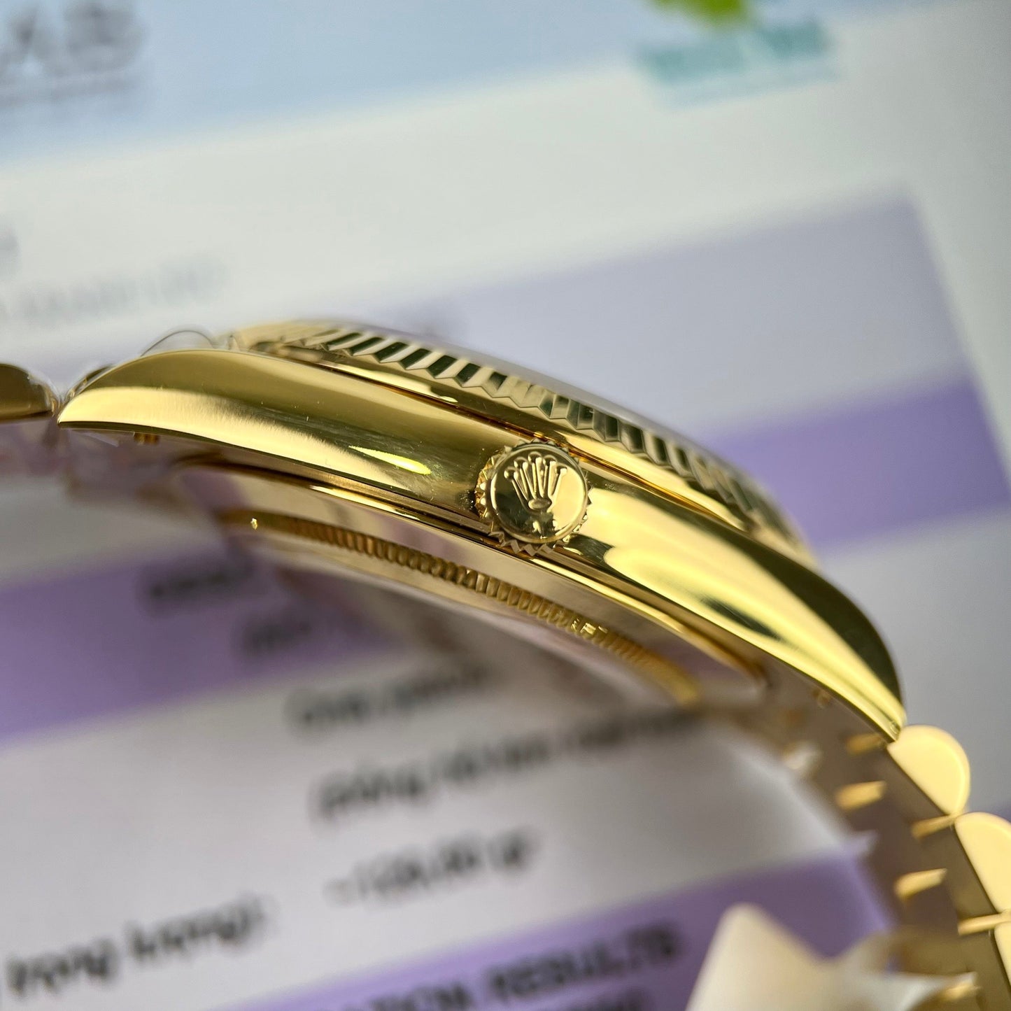 Rolex DayDate 40mm 228238 coated 18k Yellow Oro President quadrante verde 130 gram