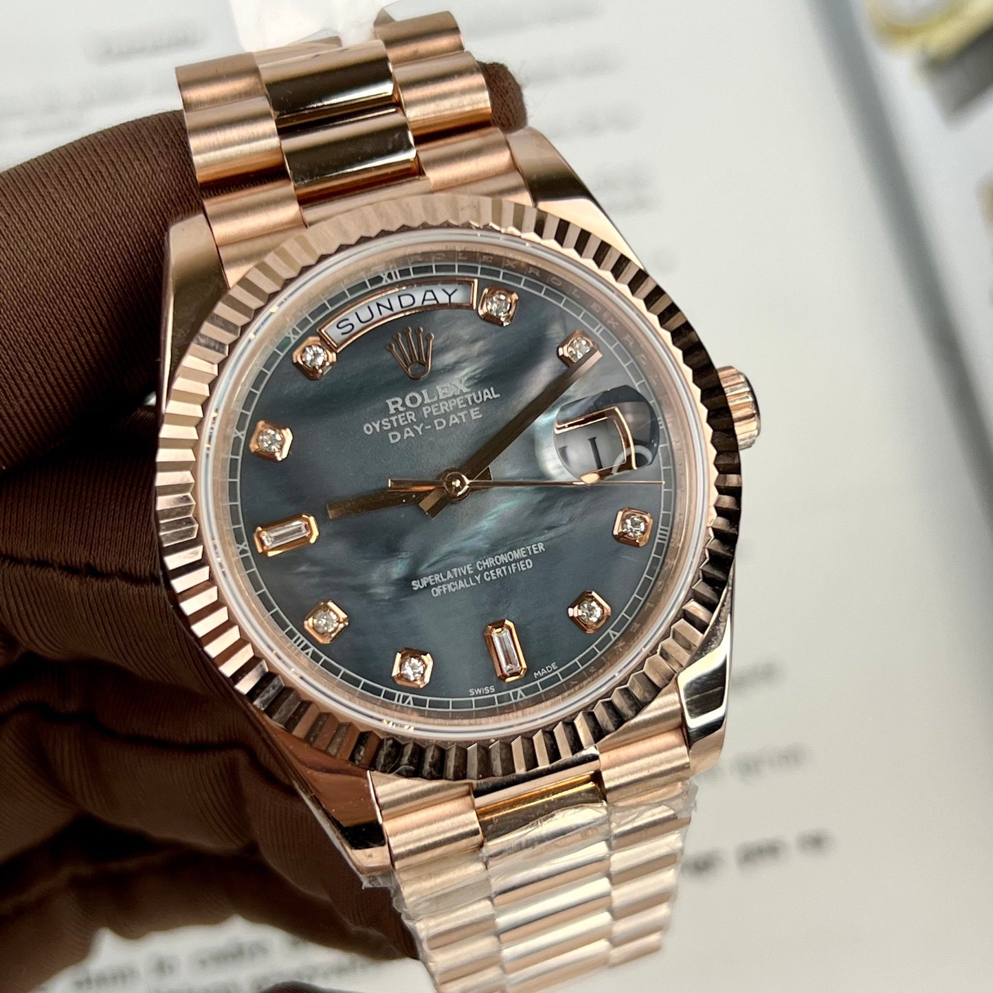Rolex Day-Date Rosa Oro Rosa Diamond quadrante 36mm 128235  Best 1:1 Edizione coated 18k Rosa Oro 130 gram