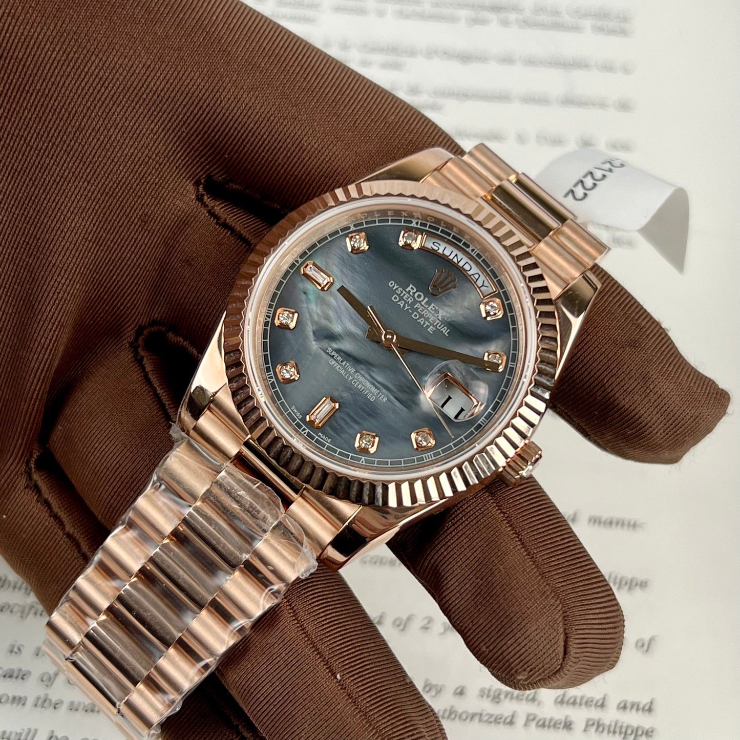 Rolex Day-Date Rosa Oro Rosa Diamond quadrante 36mm 128235  Best 1:1 Edizione coated 18k Rosa Oro 130 gram