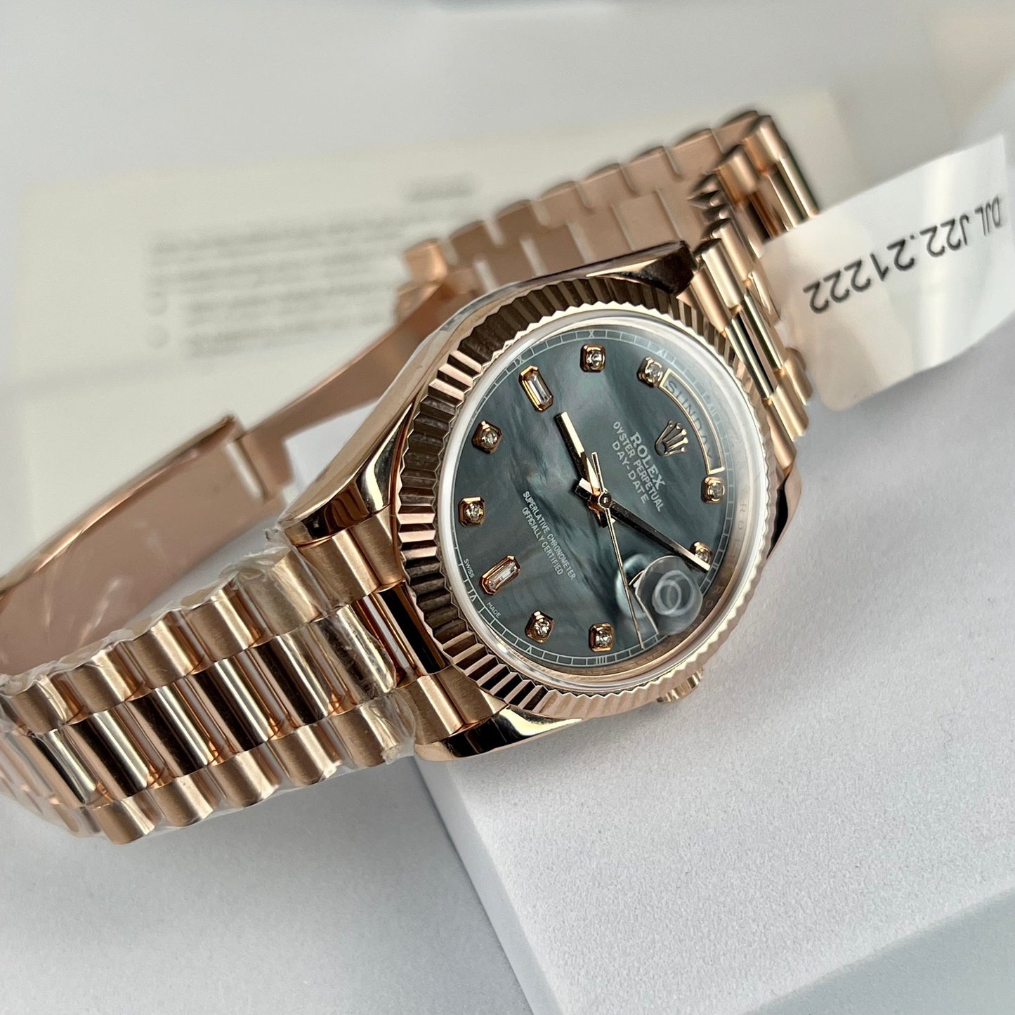 Rolex Day-Date Rosa Oro Rosa Diamond quadrante 36mm 128235  Best 1:1 Edizione coated 18k Rosa Oro 130 gram