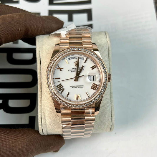 Rolex Day-Date 40 228235-0032 40mm best 1:1 Edizione 18k Rosa Oro coated and stone lunetta