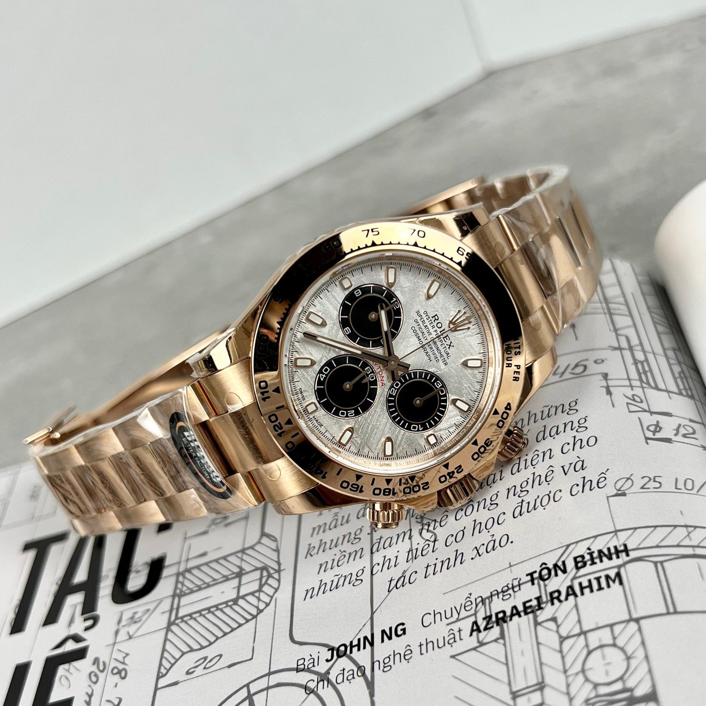 Rolex Daytona 116505 Rosa Oro cronografo 40mm Best 1:1 Edizione quadrante in meteorite BT Fabbrica