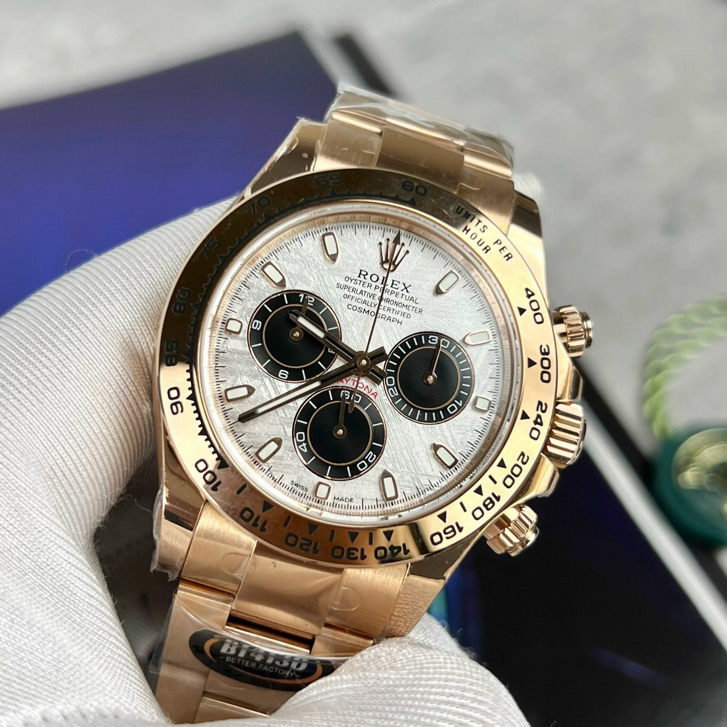 Rolex Daytona 116505 Rosa Oro cronografo 40mm Best 1:1 Edizione quadrante in meteorite BT Fabbrica