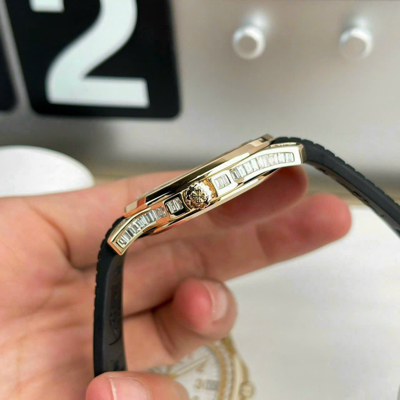 Patek Philippe Aquanaut 5167R-001 Melhor Edição 1:1 18k Envolto e Moissanite Baguette