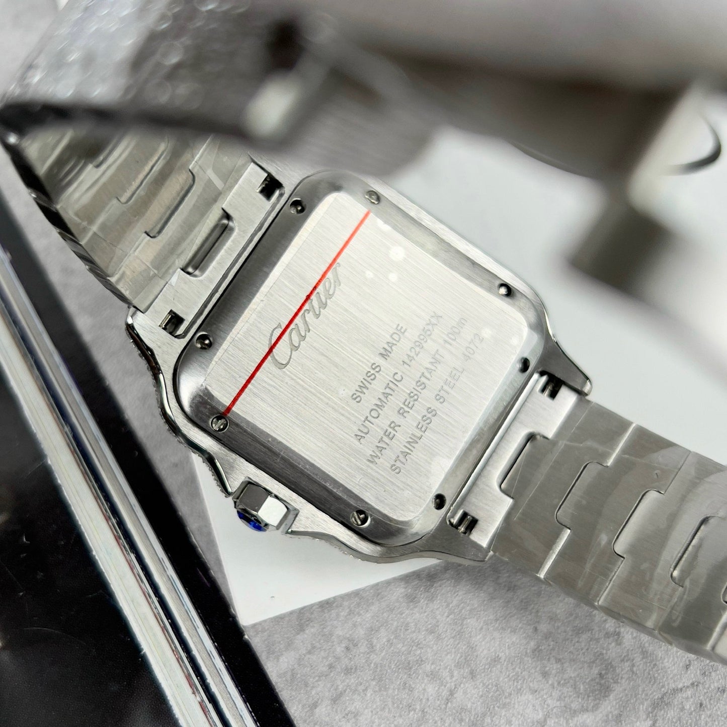 Santos De Cartier 40mm Steel – Custom Pavé Swarovski Stone
