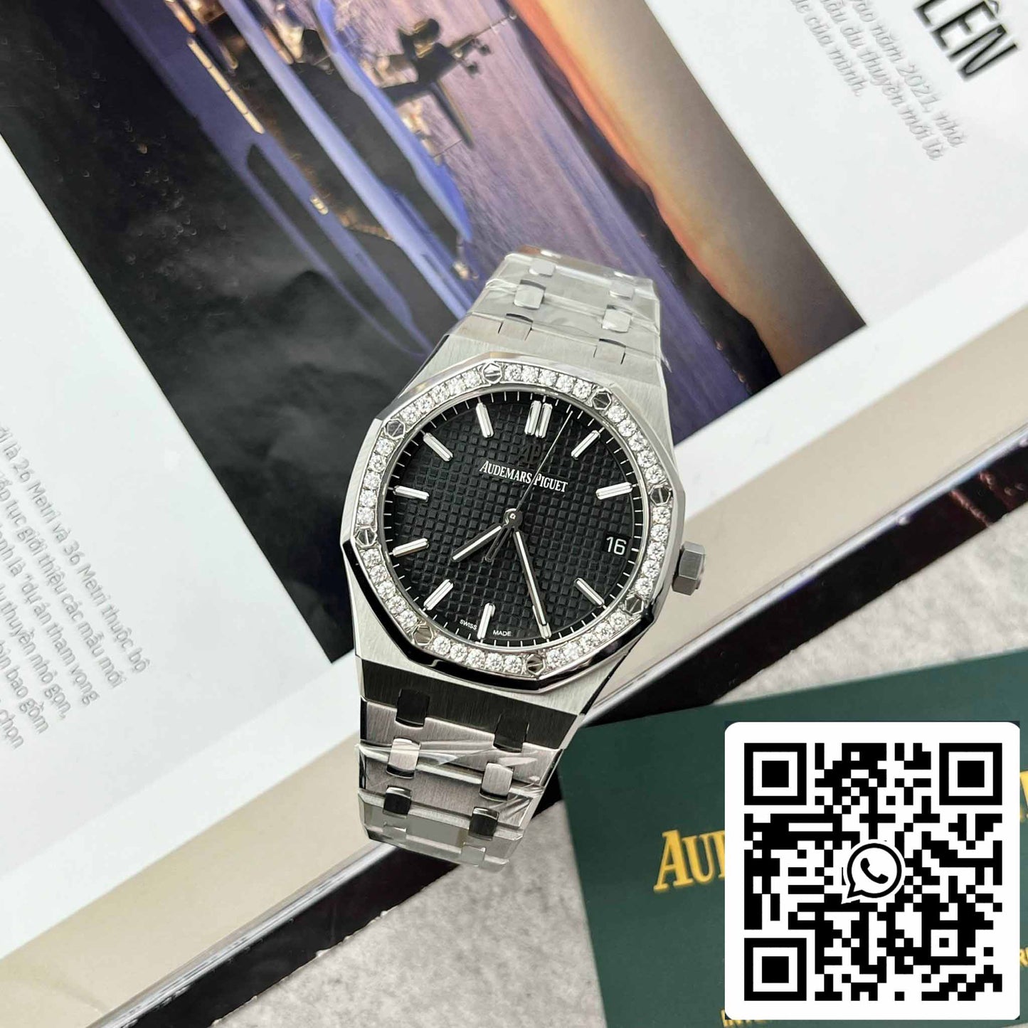 replica Audemars Piguet Royal Oak 15400ST.OO.1220ST.01 Custom Moissanite Diamonds
