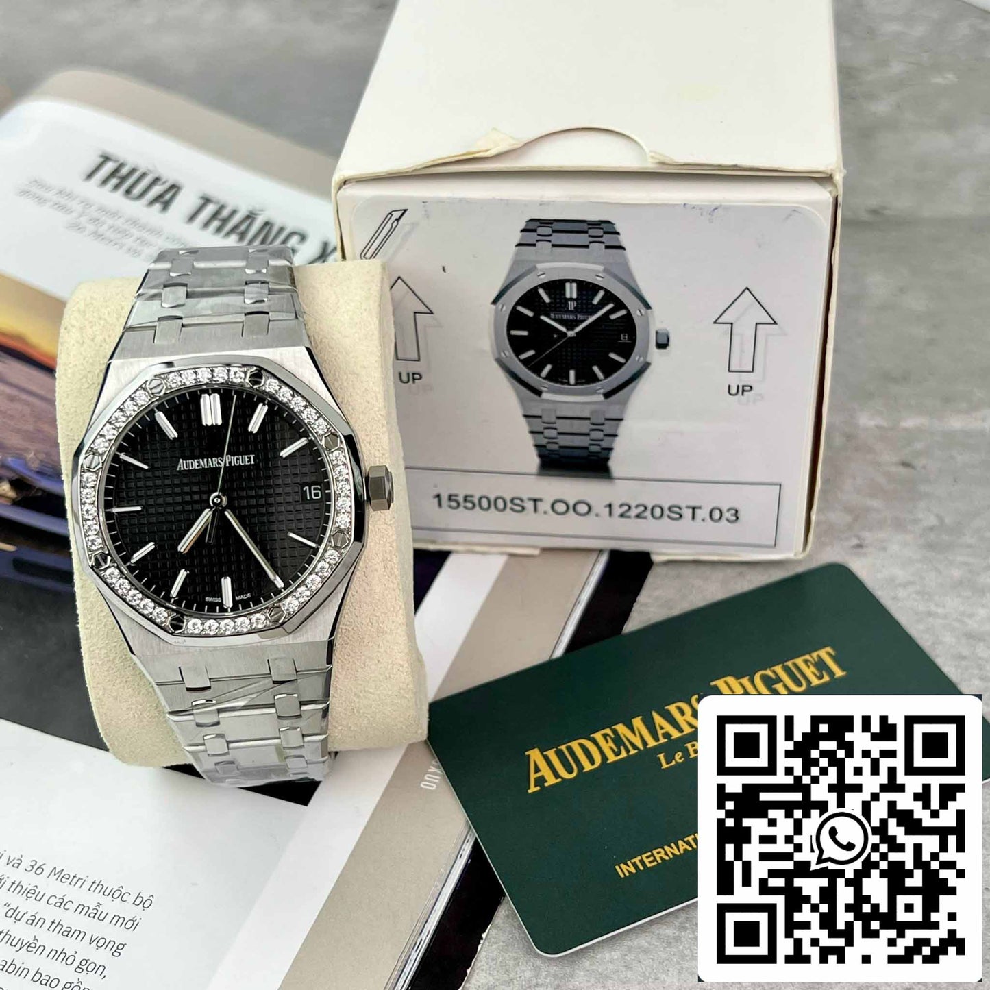 replica Audemars Piguet Royal Oak 15400ST.OO.1220ST.01 Custom Moissanite Diamonds
