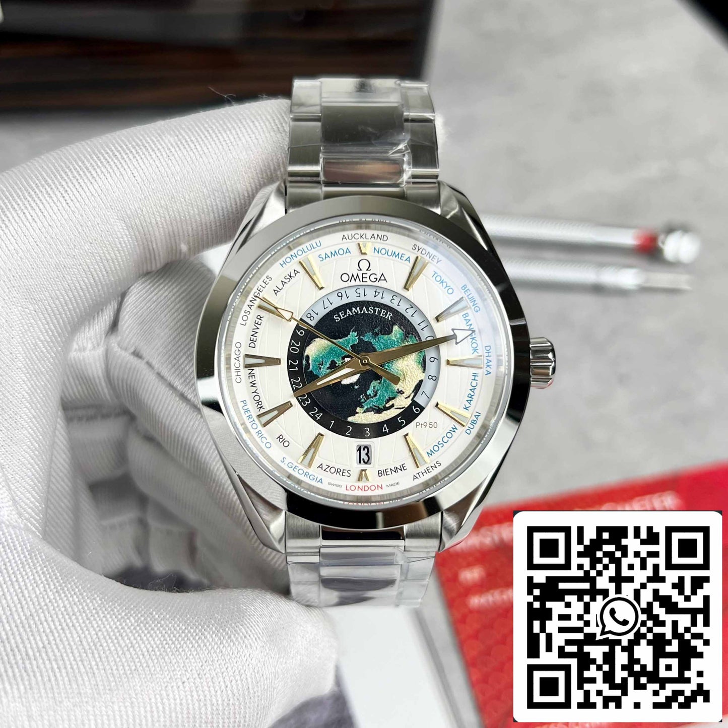 Omega Seamaster 220.93.43.22.99.001 Aqua-Terra Worldtimer 43 - Melhor Edição 1:1