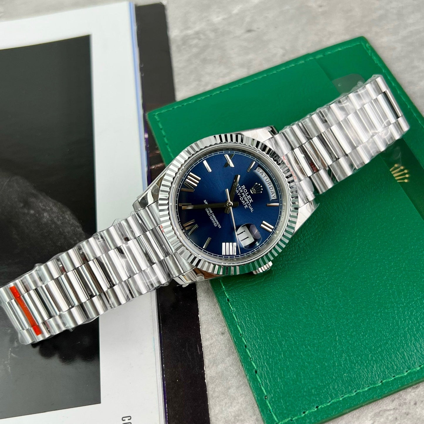 Rolex Day Date M228236-0007 1:1 edizione migliore GM Fabbrica V2 quadrante blu
