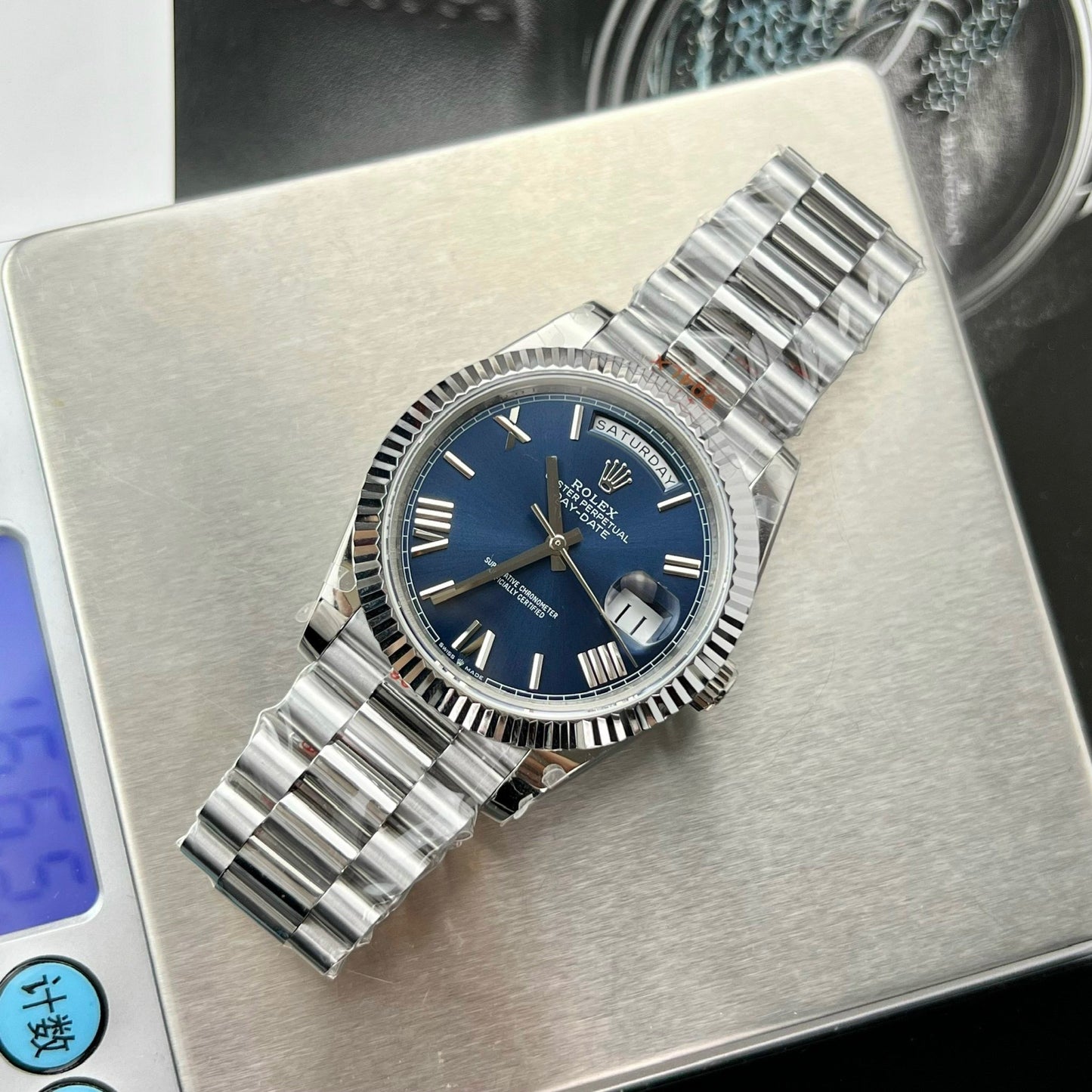 Rolex Day Date M228236-0007 1:1 edizione migliore GM Fabbrica V2 quadrante blu