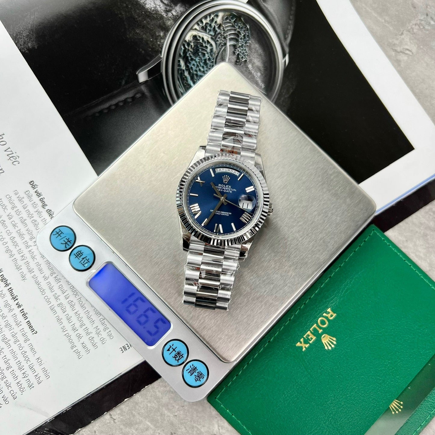 Rolex Day Date M228236-0007 1:1 edizione migliore GM Fabbrica V2 quadrante blu