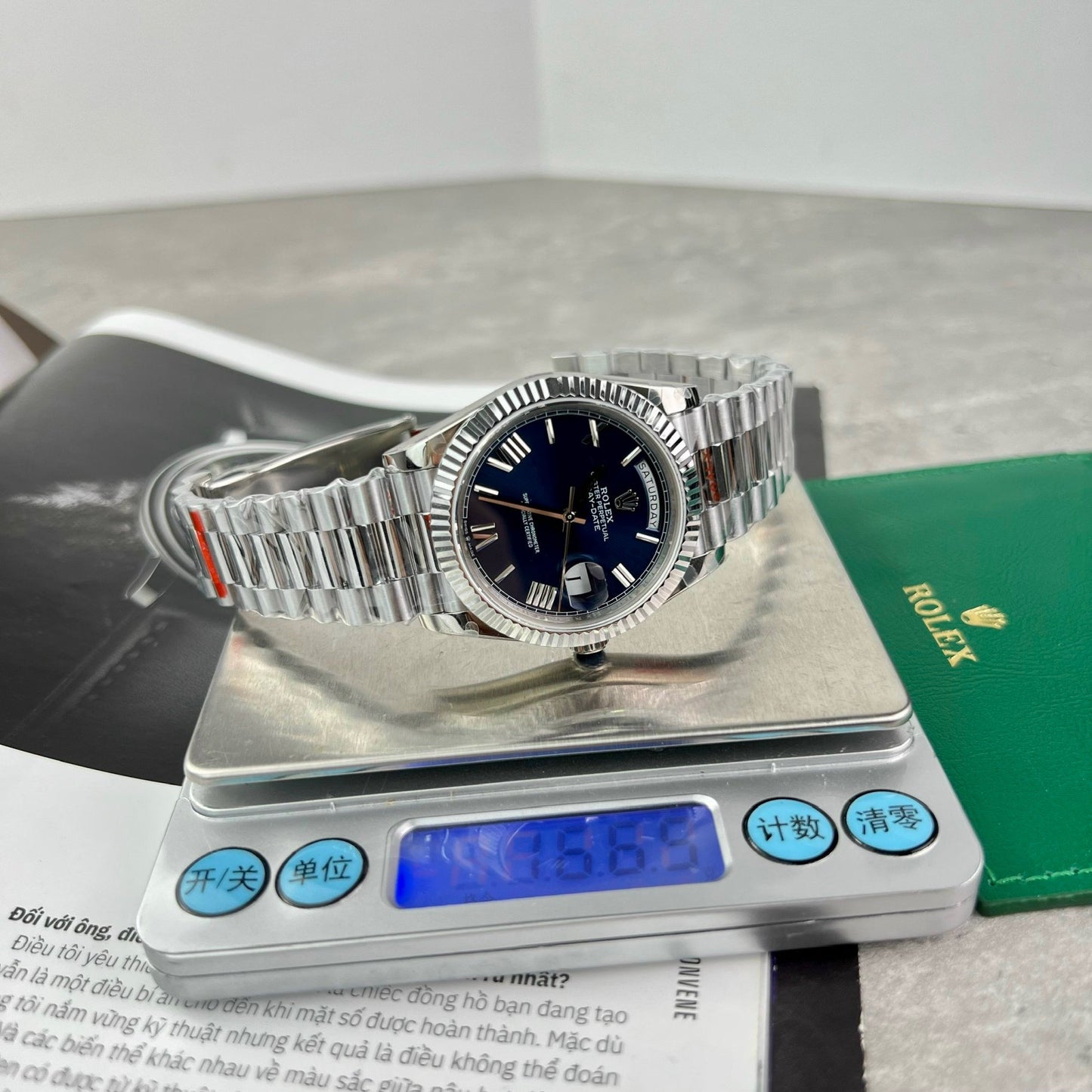 Rolex Day Date M228236-0007 1:1 edizione migliore GM Fabbrica V2 quadrante blu