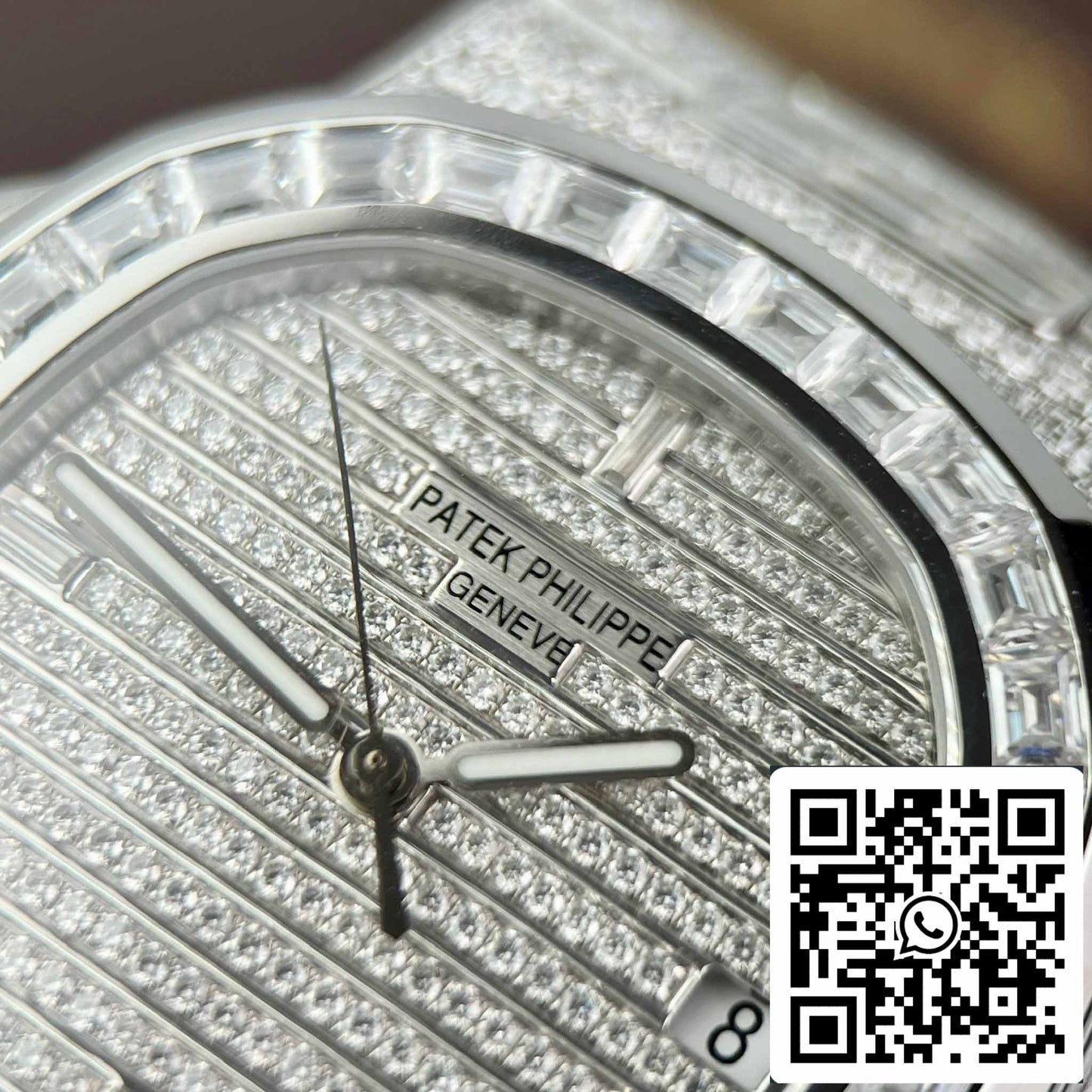 replica Patek Philippe Nautilus Jumbo 5719/1G-001 custom full Moissanite diamonds