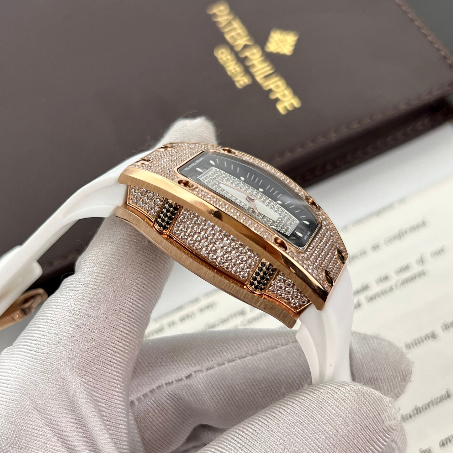 Richard Mille RM 07-01 1:1 Best Edition RM Fabbrica custom full diamonds case